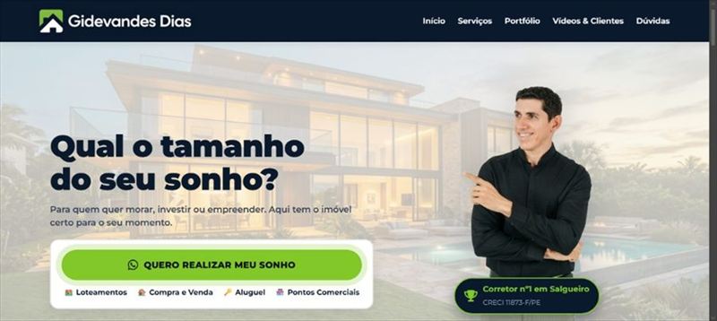 Landing Page para Corretor de Imóveis criada pela Tick Sites para Gidevandes Dias